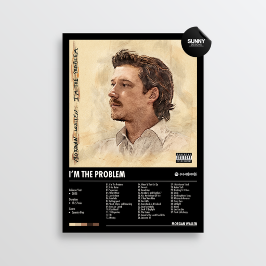 Morgan Wallen I’m The Problem tracklist merch custom album cover poster music poster personalized gifts poster mockup poster template album posters for wall Sunny Designs Poster