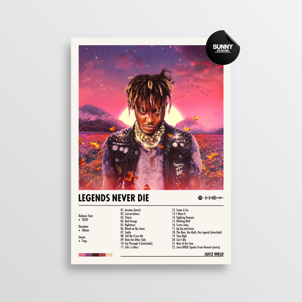 Juice WRLD Legends Never Die Album Cover Poster Sunny Designs Posters