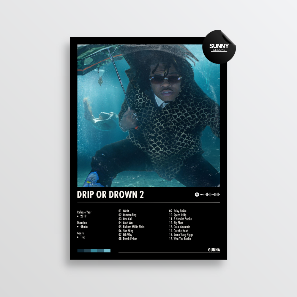 Gunna Drip Or Drown 2 Album Cover Poster Sunny Designs Posters gunna-drip-or-drown-2-album-cover-poster-sunny-designs-posters