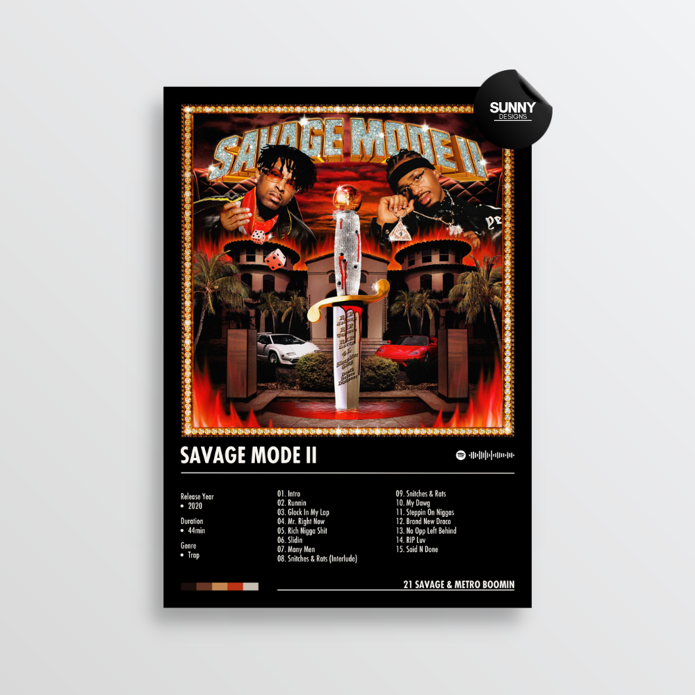 21 Savage x Metro Boomin 'Savage Mode II Diamond Blade' Poster – Posters  Plug