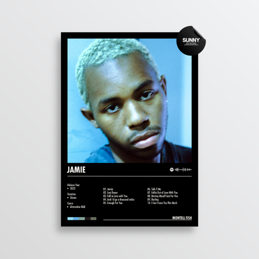 Montell Fish JAMIE tracklist merch custom album cover poster music poster personalized gifts poster mockup poster template album posters for wall Sunny Designs Poster