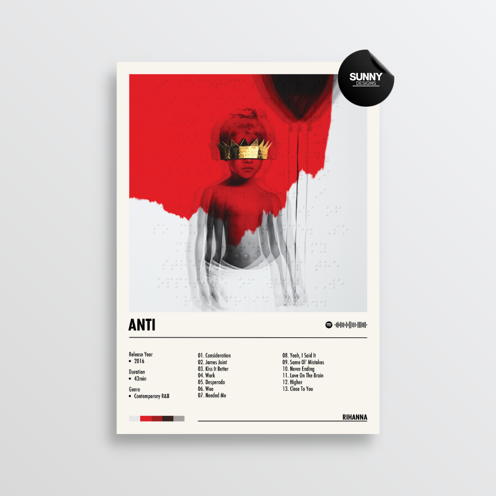 Rihanna - Anti | Album Cover Poster – Sunny Designs Posters