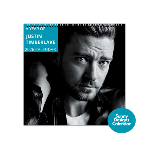 Justin Timberlake 2026 Wall Calendar - Sunny Designs Posters Celebrity Wall Art - Unique Gift - Celebrity Calendar Planner Desk