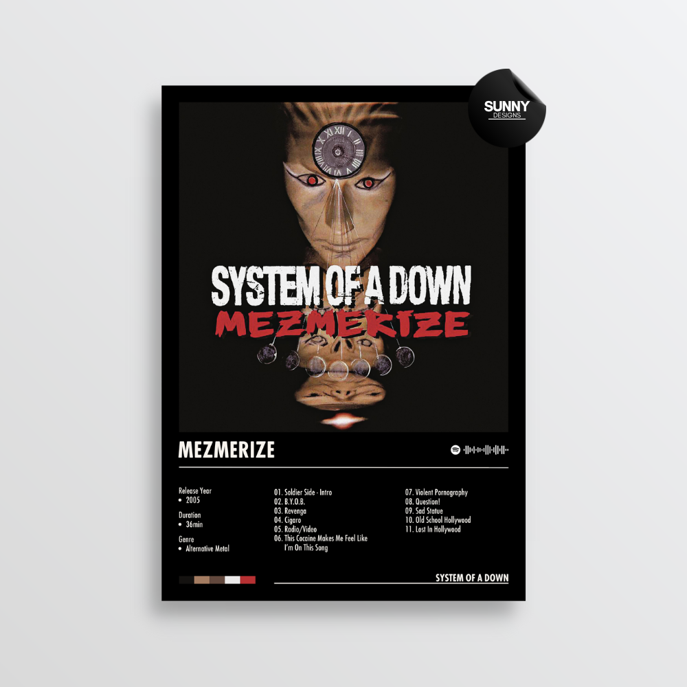 System Of A Down Mezmerize merch custom album cover poster music poster personalized gifts poster mockup poster template album posters for wall Sunny Designs Poster
