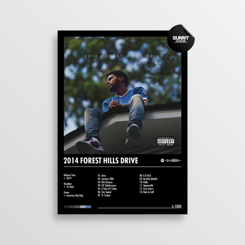 J. Cole 2014 Forest Hills Drive merch custom album cover poster music poster personalized gifts poster mockup poster template Sunny Designs Poster