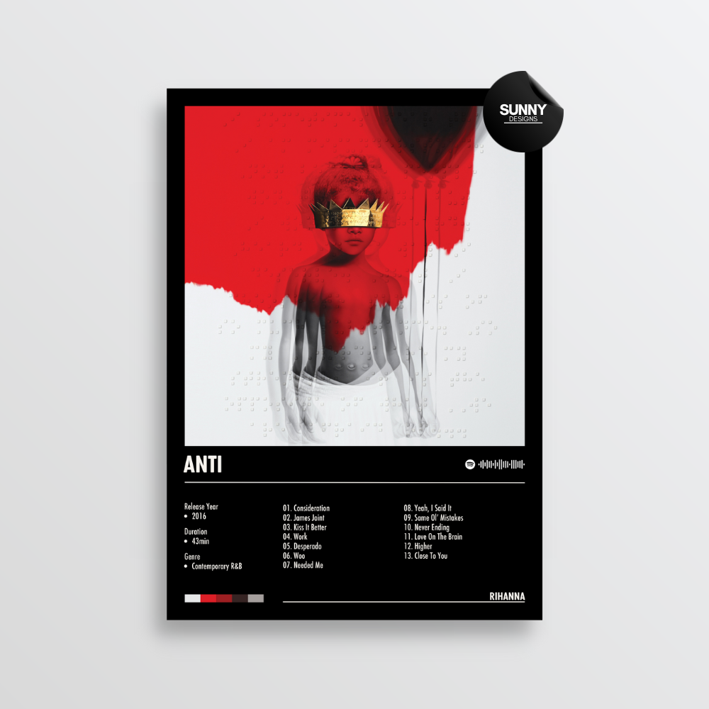 Rihanna ANTI merch custom album cover poster music poster personalized gifts poster mockup poster template album posters for wall Sunny Designs Poster 