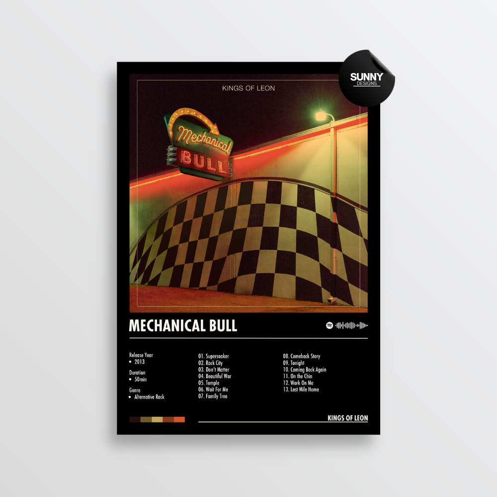 Kings of Leon Mechanical Bull tracklist merch custom album cover poster music poster personalized gifts poster mockup poster template album posters for wall Sunny Designs Poster 