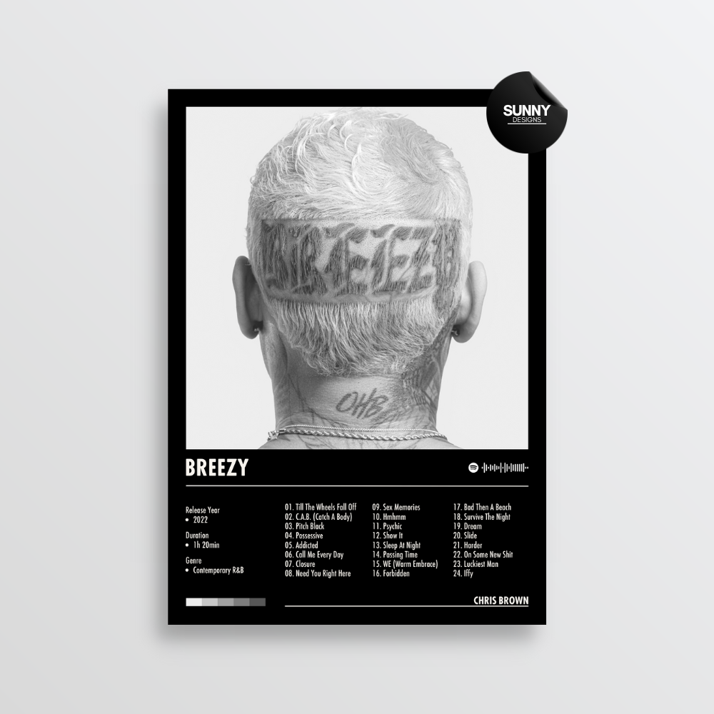 Chris Brown BREEZY merch custom album cover poster music poster personalized gifts poster mockup poster template album posters for wall Sunny Designs Poster 