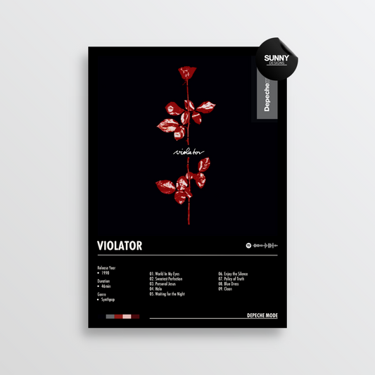 Depeche Mode Violator merch custom album cover poster music poster personalized gifts poster mockup poster template album posters for wall tracklist Sunny Designs Poster
