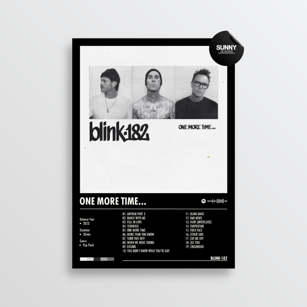 blink 182 ONE MORE TIME merch custom album cover poster music poster personalized gifts poster mockup poster template album posters for wall Sunny Designs Poster 