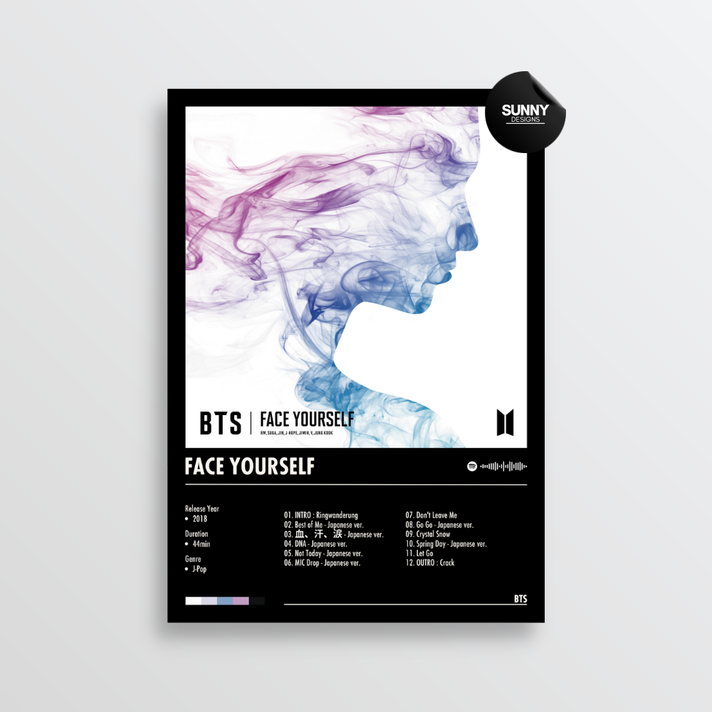 BTS FACE YOURSELF merch custom album cover poster music poster personalized gifts poster mockup poster template album posters for wall Sunny Designs Poster 