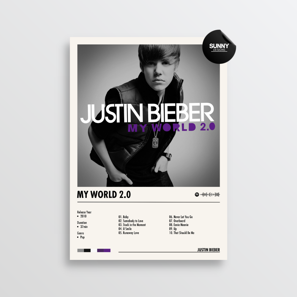 Justin Bieber My World 2.0 merch custom album cover poster music poster personalized gifts poster mockup poster template Sunny Designs Poster 