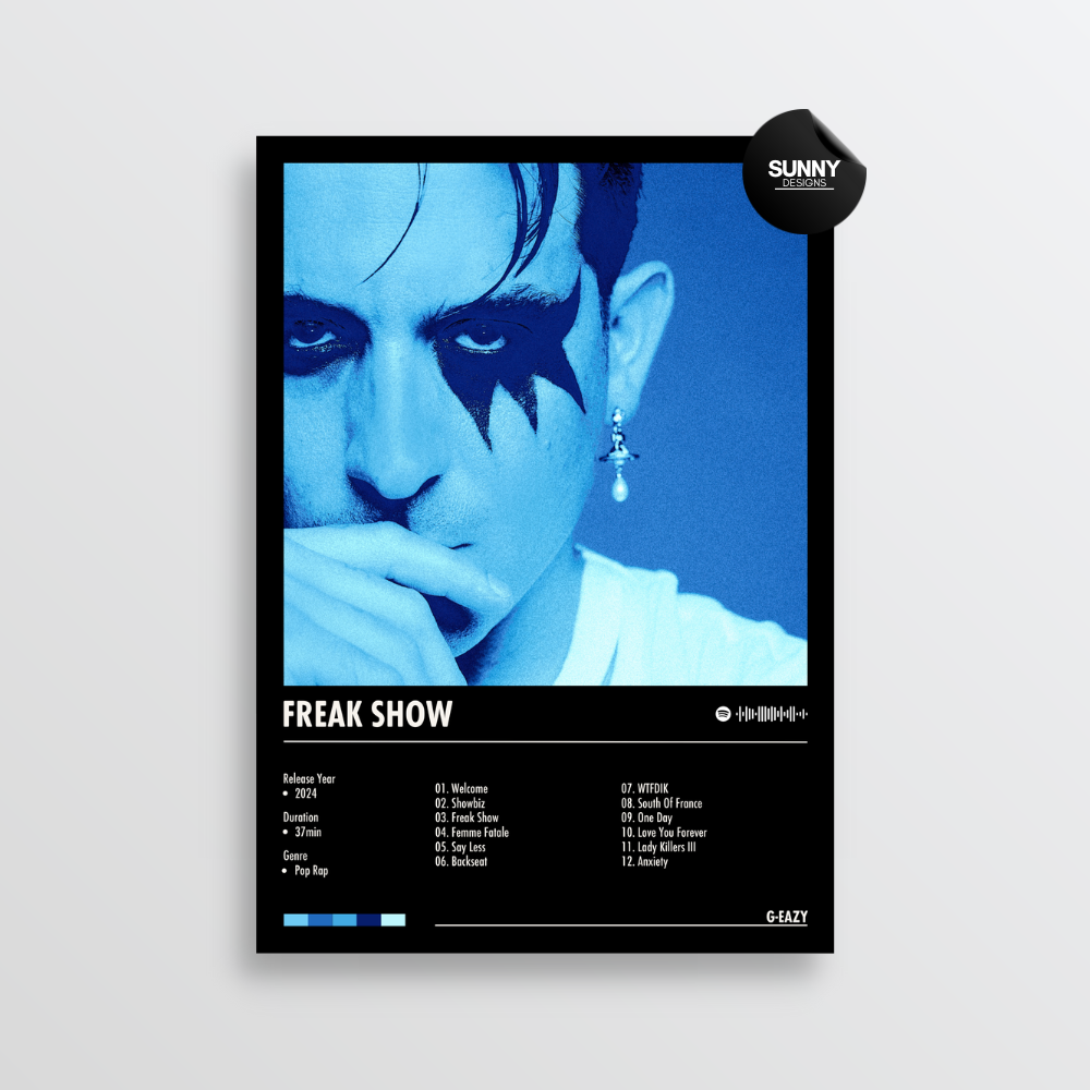 G-Eazy Freak Show merch custom album cover poster music poster personalized gifts poster mockup poster template album posters for wall tracklist Sunny Designs Poster
