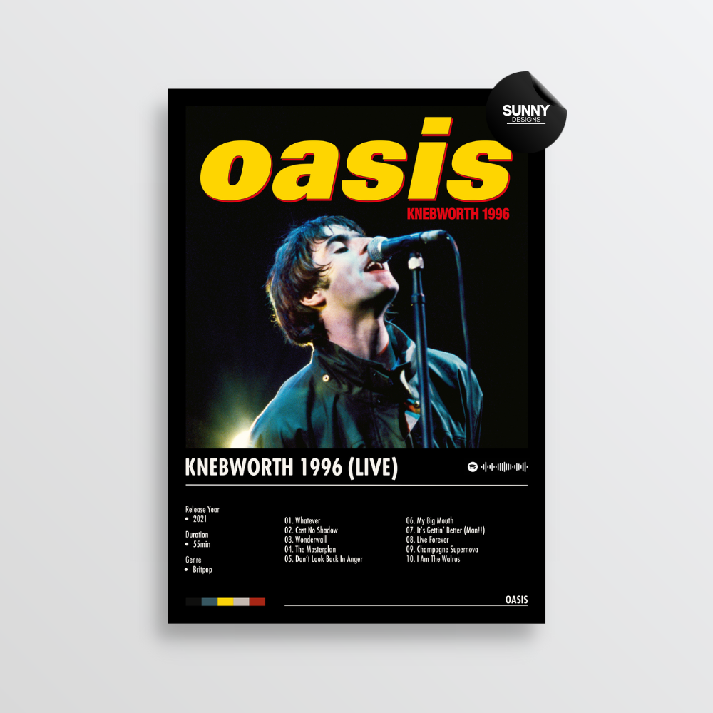 Oasis Knebworth 1996 Live merch custom album cover poster music poster personalized gifts poster mockup poster template album posters for wall tracklist Sunny Designs Poster
