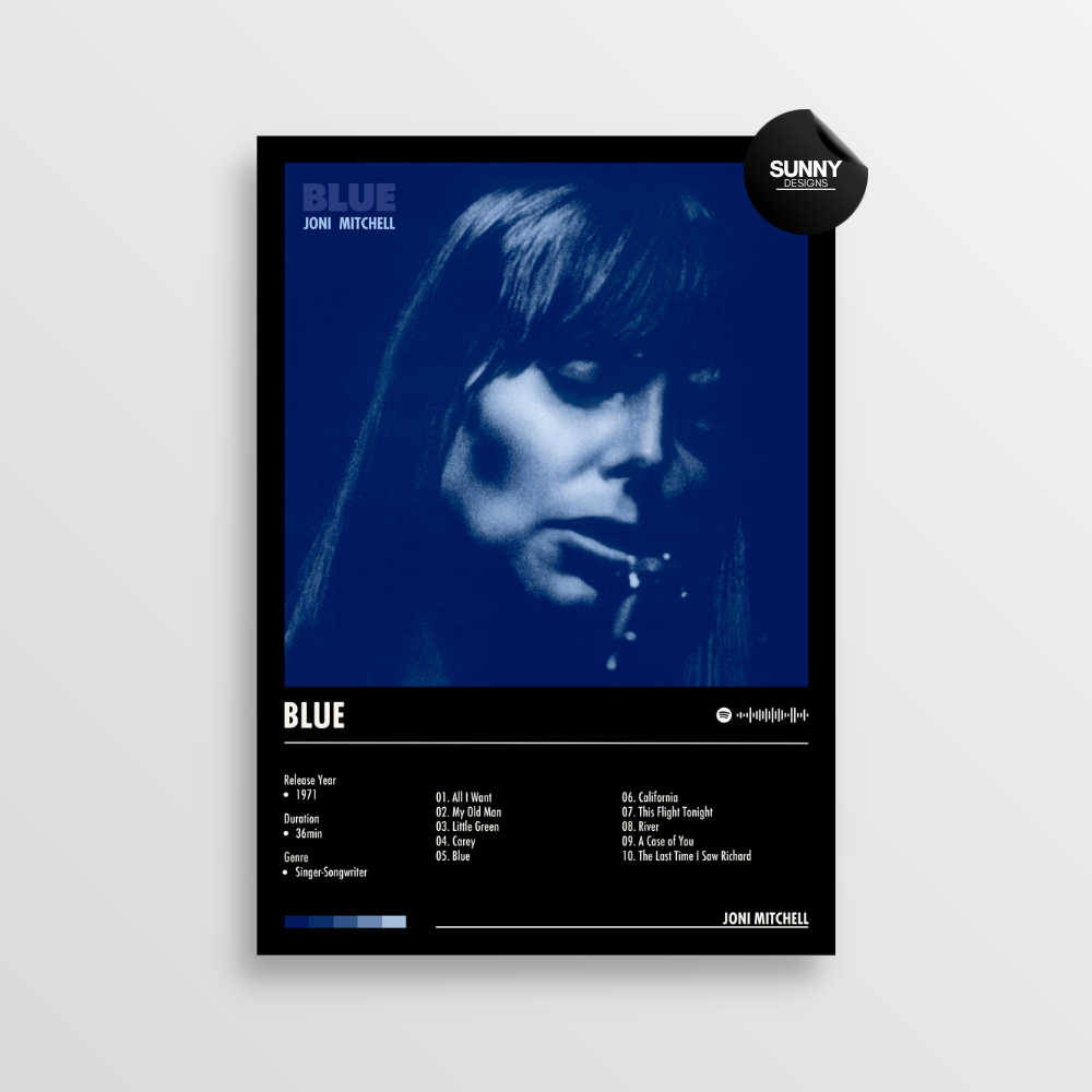 Joni Mitchell Blue merch custom album cover poster music poster personalized gifts poster mockup poster template album posters for wall Sunny Designs Poster
