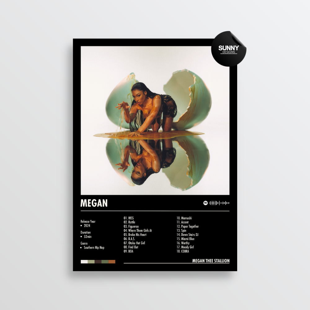 Megan Thee Stallion MEGAN merch custom album cover poster music poster personalized gifts poster mockup poster template album posters for wall tracklist Sunny Designs Poster
