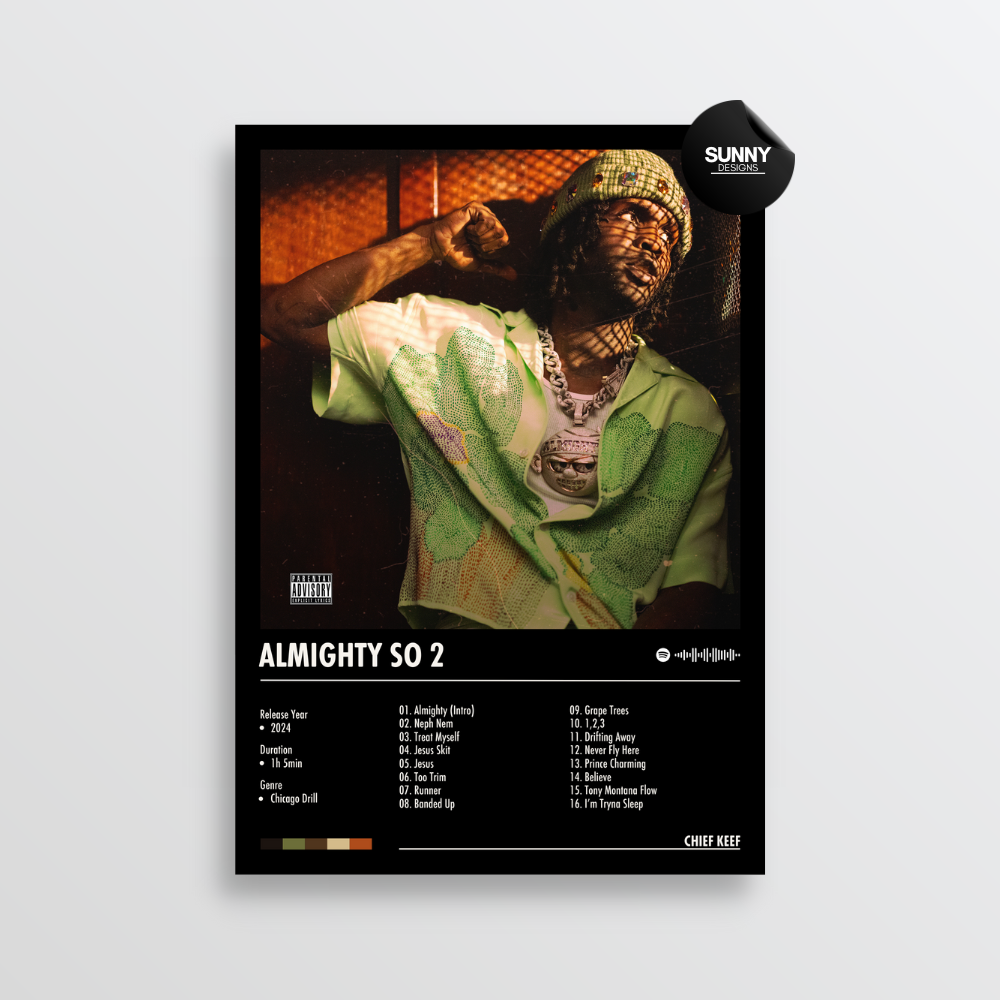 Chief Keef Almighty So 2 merch custom album cover poster music poster personalized gifts poster mockup poster template album posters for wall Sunny Designs Poster 