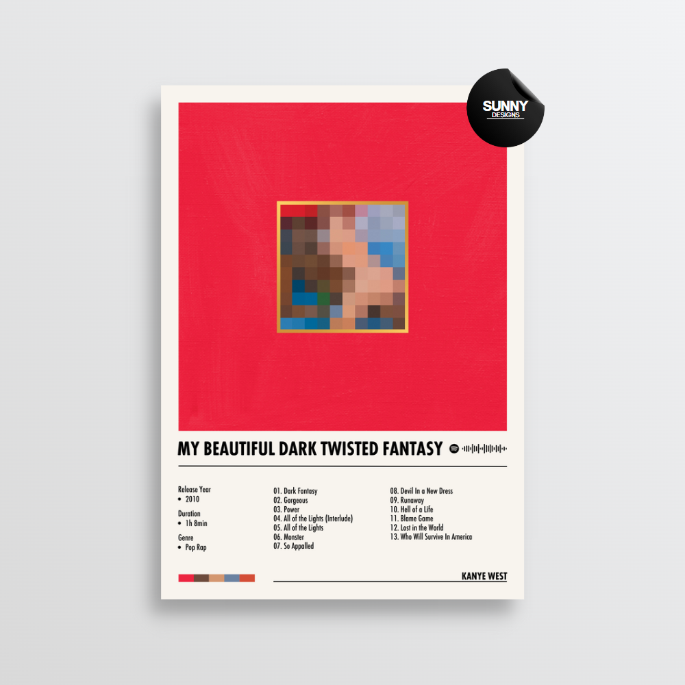 Kanye West - My Beautiful Dark Twisted Fantasy | Album Cover Poster ...