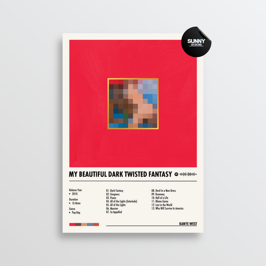 Kanye West My Beautiful Dark Twisted Fantasy merch custom album cover poster music poster personalized gifts poster mockup poster template Sunny Designs Poster