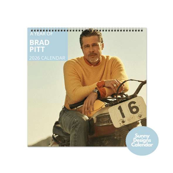 Brad Pitt 2026 Wall Calendar - Sunny Designs Posters Celebrity Wall Art - Unique Gift - Celebrity Calendar Planner Desk