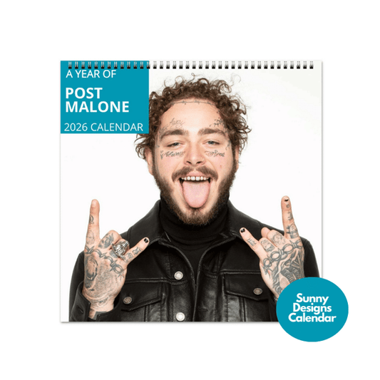 Post Malone 2026 Wall Calendar - Sunny Designs Posters Celebrity Wall Art - Unique Gift - Celebrity Calendar Planner Desk