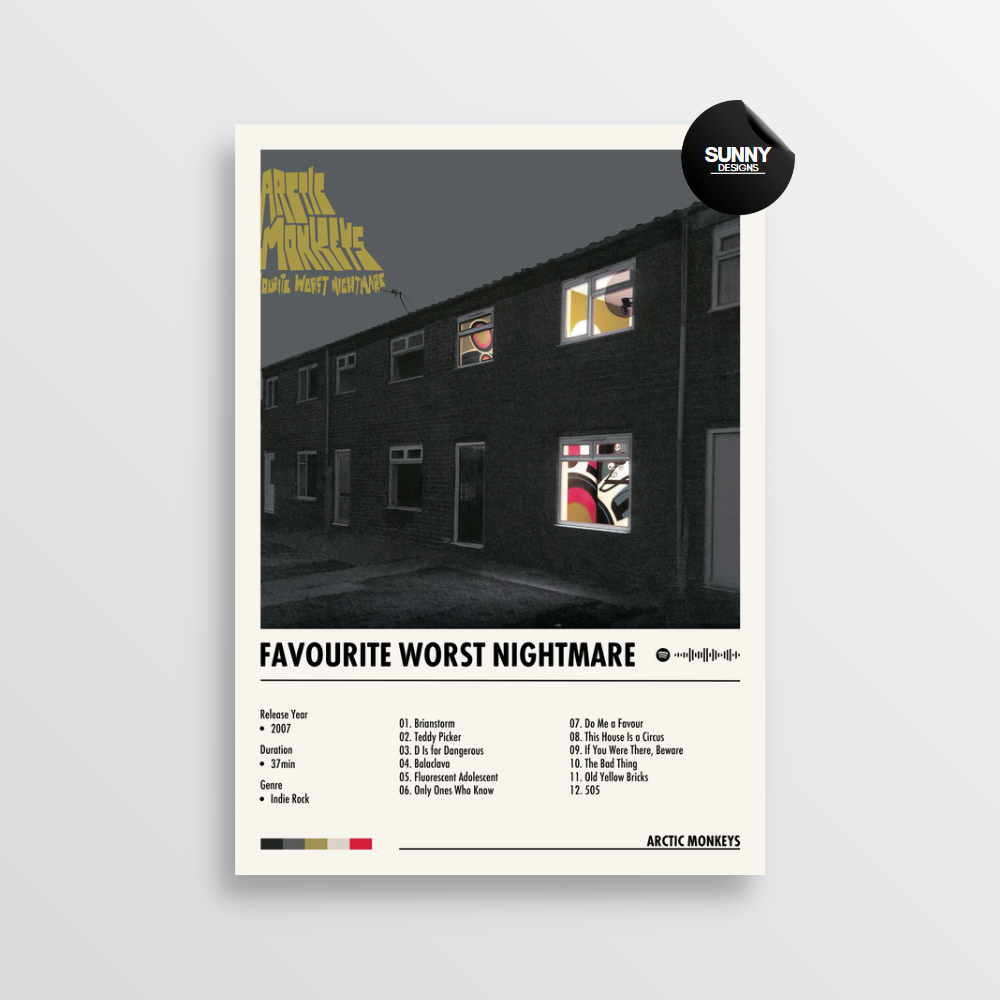 Arctic Monkeys Favourite Worst Nightmare merch custom album cover poster music poster personalized gifts poster mockup poster template Sunny Designs Poster