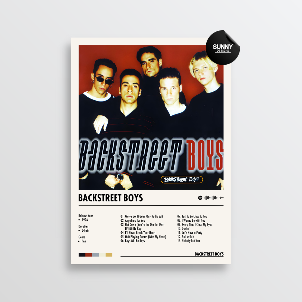 Backstreet Boys Backstreet Boys merch custom album cover poster music poster personalized gifts poster mockup poster template album posters for wall tracklist Sunny Designs Poster
