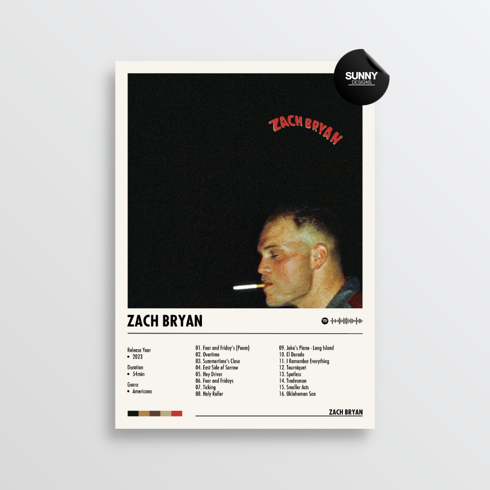 Zach Bryan Zach Bryan merch custom album cover poster music poster personalized gifts poster mockup poster template album posters for wall Sunny Designs Poster 