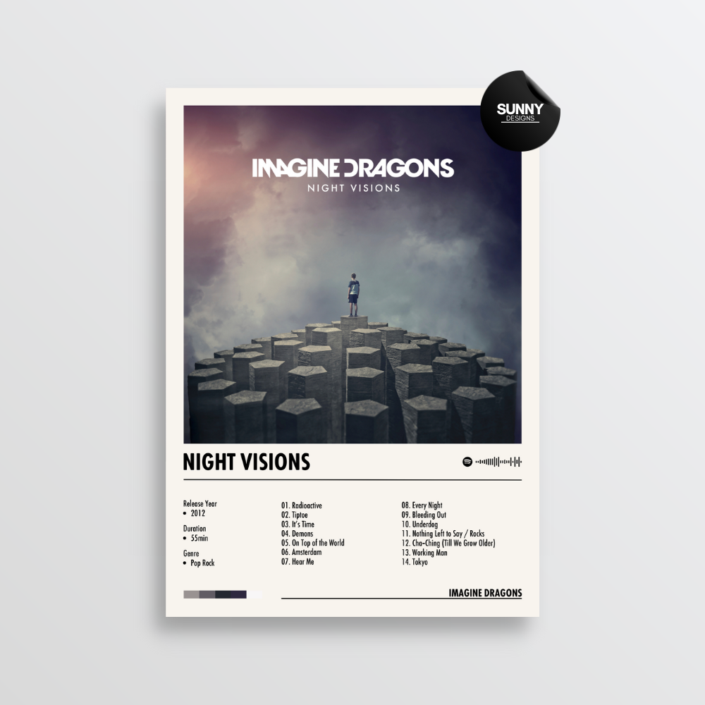 Imagine Dragons Night Visions merch custom album cover poster music poster personalized gifts poster mockup poster template album posters for wall Sunny Designs Poster 