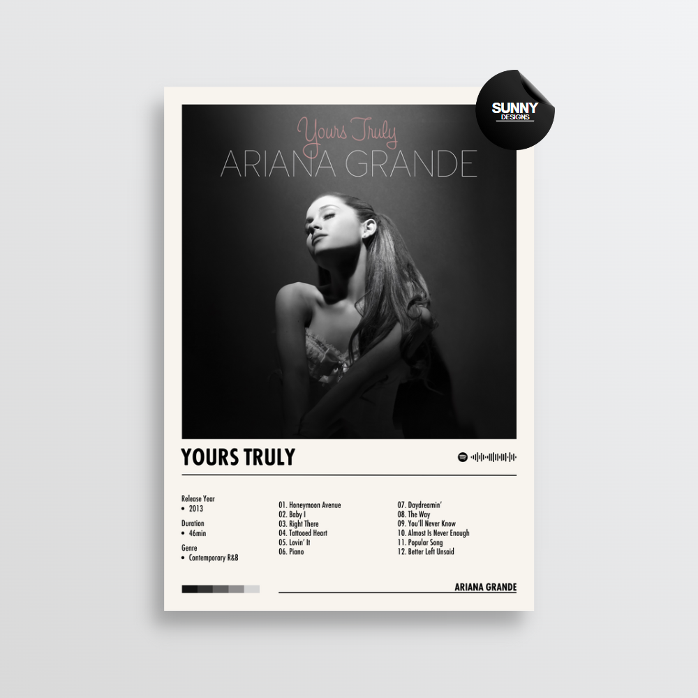  Ariana Grande Yours Truly merch custom album cover poster music poster personalized gifts poster mockup poster template Sunny Designs Poster 