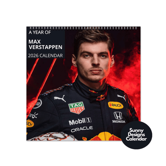 Max Verstappen 2026 Wall Calendar - Sunny Designs Posters Celebrity Wall Art - Unique Gift - Celebrity Calendar Planner Desk