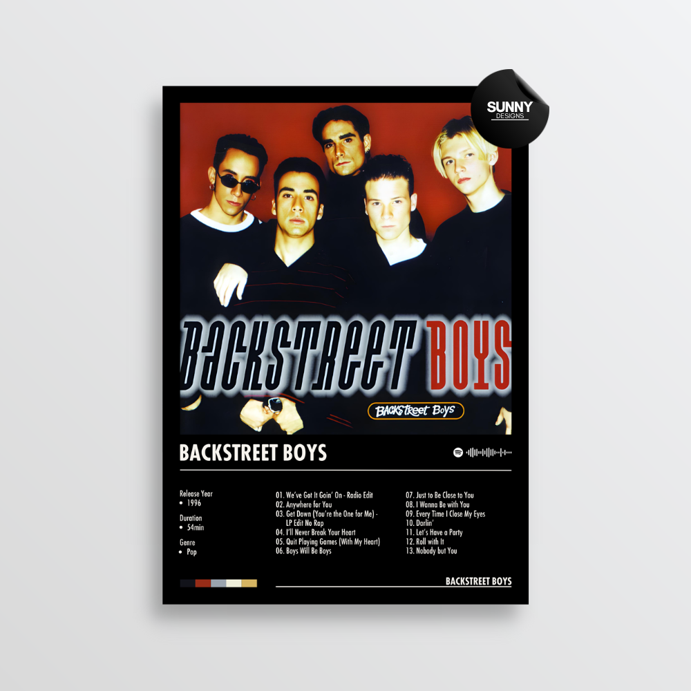 Backstreet Boys Backstreet Boys merch custom album cover poster music poster personalized gifts poster mockup poster template album posters for wall tracklist Sunny Designs Poster
