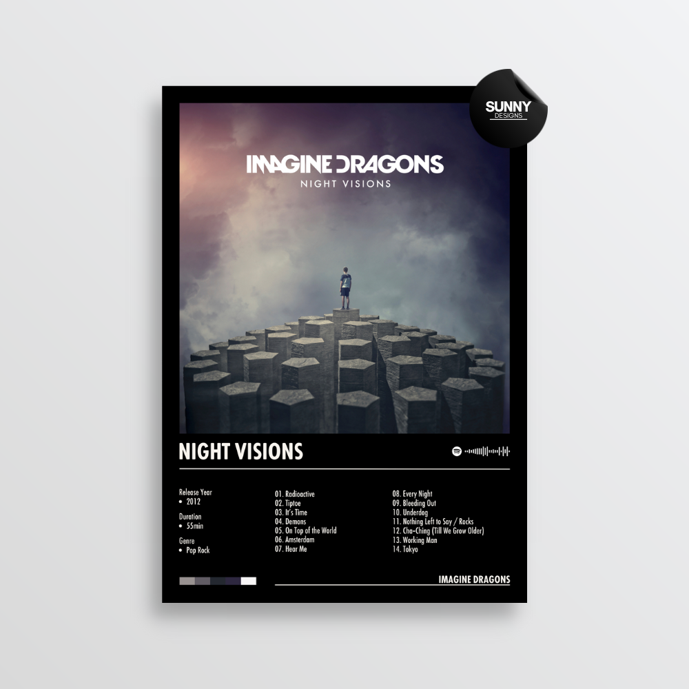 Imagine Dragons Night Visions merch custom album cover poster music poster personalized gifts poster mockup poster template album posters for wall Sunny Designs Poster 