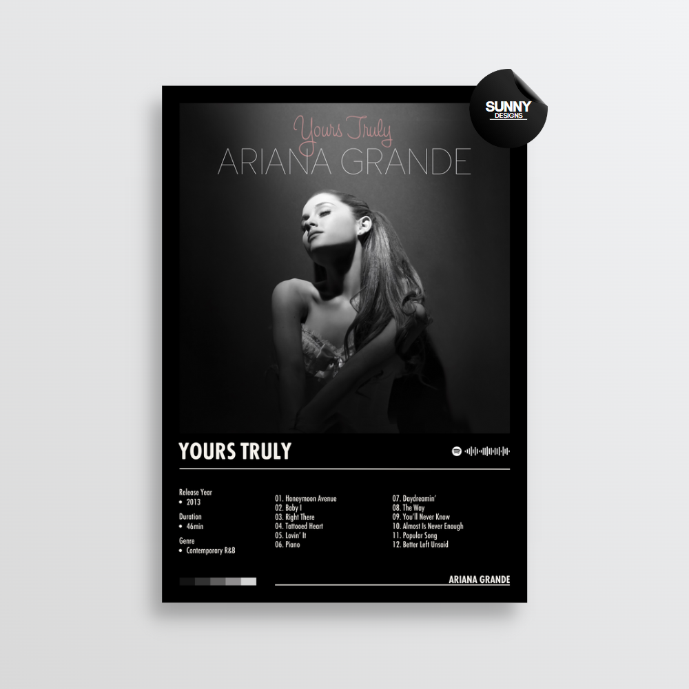  Ariana Grande Yours Truly merch custom album cover poster music poster personalized gifts poster mockup poster template Sunny Designs Poster 