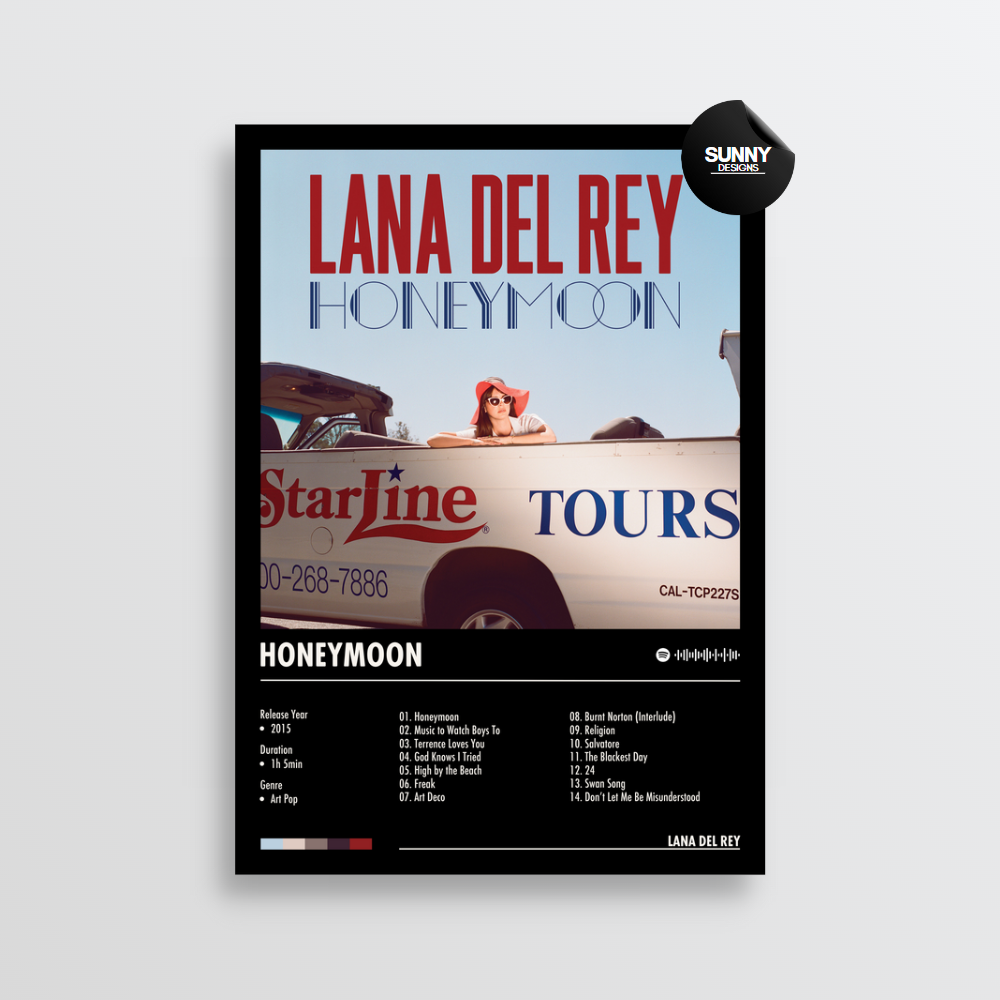 Lana Del Rey Honeymoon merch custom album cover poster music poster personalized gifts poster mockup poster template Sunny Designs Poster