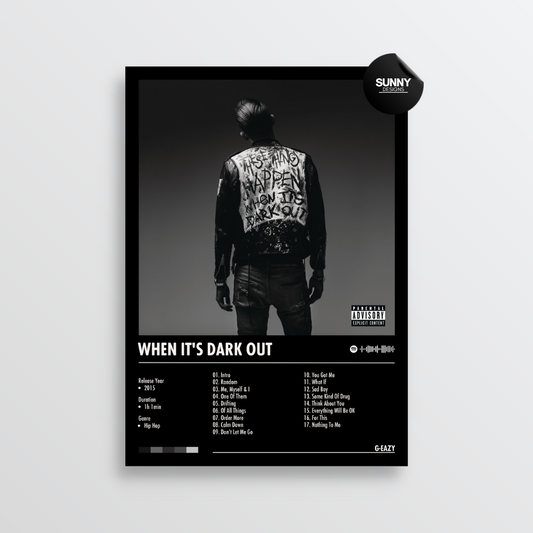 G-Eazy When It's Dark Out merch custom album cover poster music poster personalized gifts poster mockup poster template album posters for wall tracklist Sunny Designs Poster
