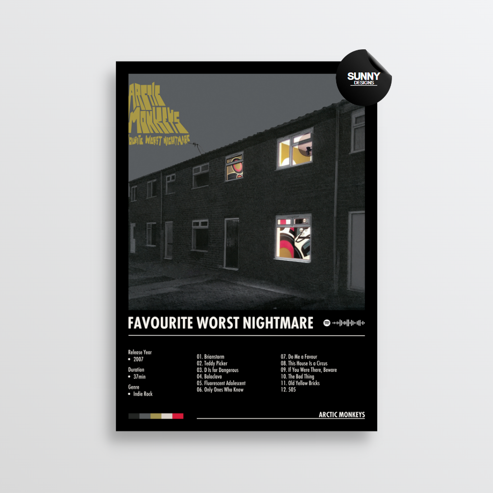 Arctic Monkeys Favourite Worst Nightmare merch custom album cover poster music poster personalized gifts poster mockup poster template Sunny Designs Poster