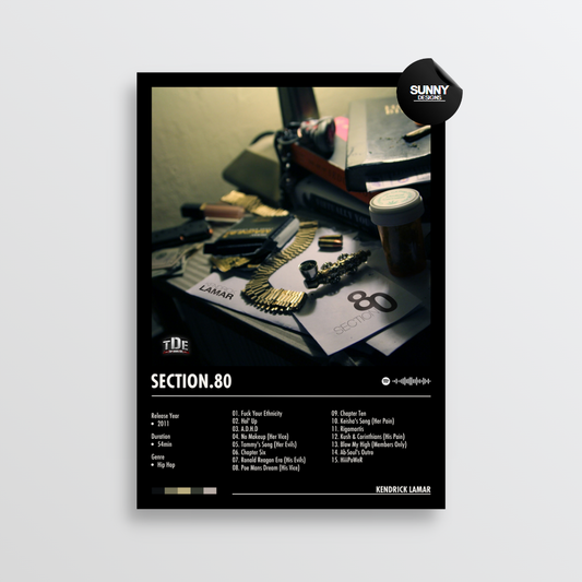 Kendrick Lamar Section.80 merch custom album cover poster music poster personalized gifts poster mockup poster template Sunny Designs Poster