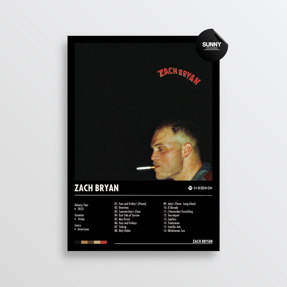 Zach Bryan Zach Bryan merch custom album cover poster music poster personalized gifts poster mockup poster template album posters for wall Sunny Designs Poster 