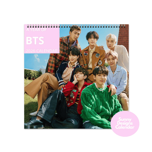 BTS 2026 Wall Calendar - Sunny Designs Posters Celebrity Wall Art - Unique Gift - Celebrity Calendar Planner Desk