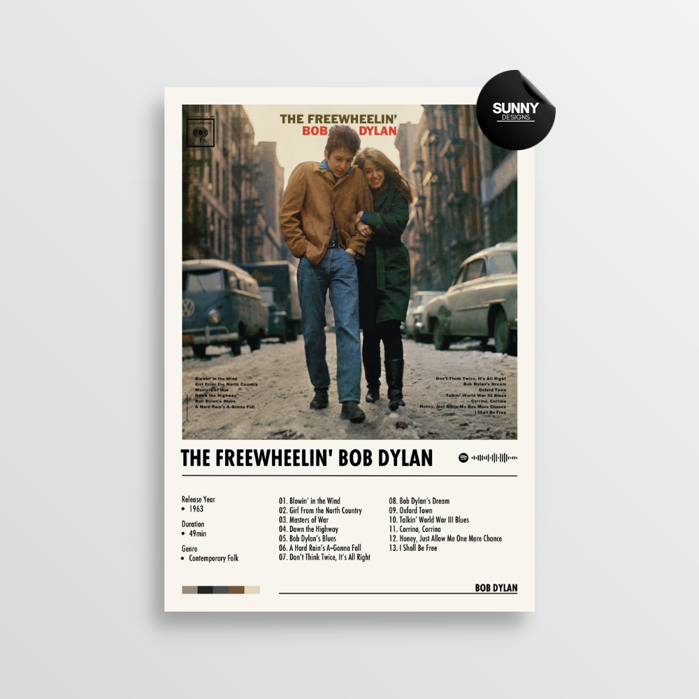 Bob Dylan - The Freewheelin' Bob Dylan | Album Cover Poster – Sunny ...