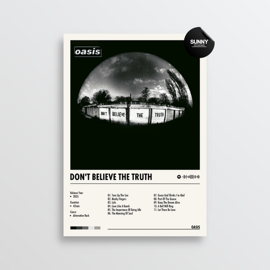 Oasis Don't Believe The Truth merch custom album cover poster music poster personalized gifts poster mockup poster template album posters for wall tracklist Sunny Designs Poster
