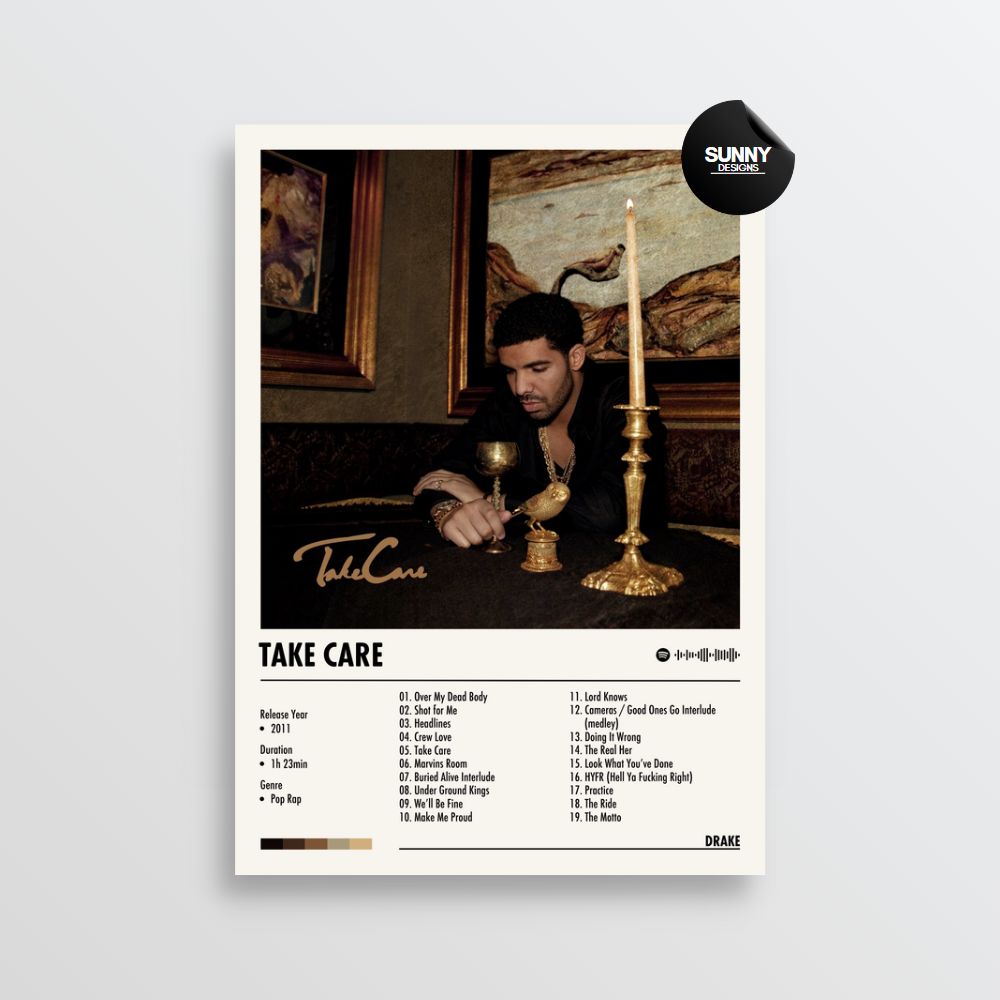 Drake Take Care merch custom album cover poster music poster personalized gifts poster mockup poster template Sunny Designs Poster