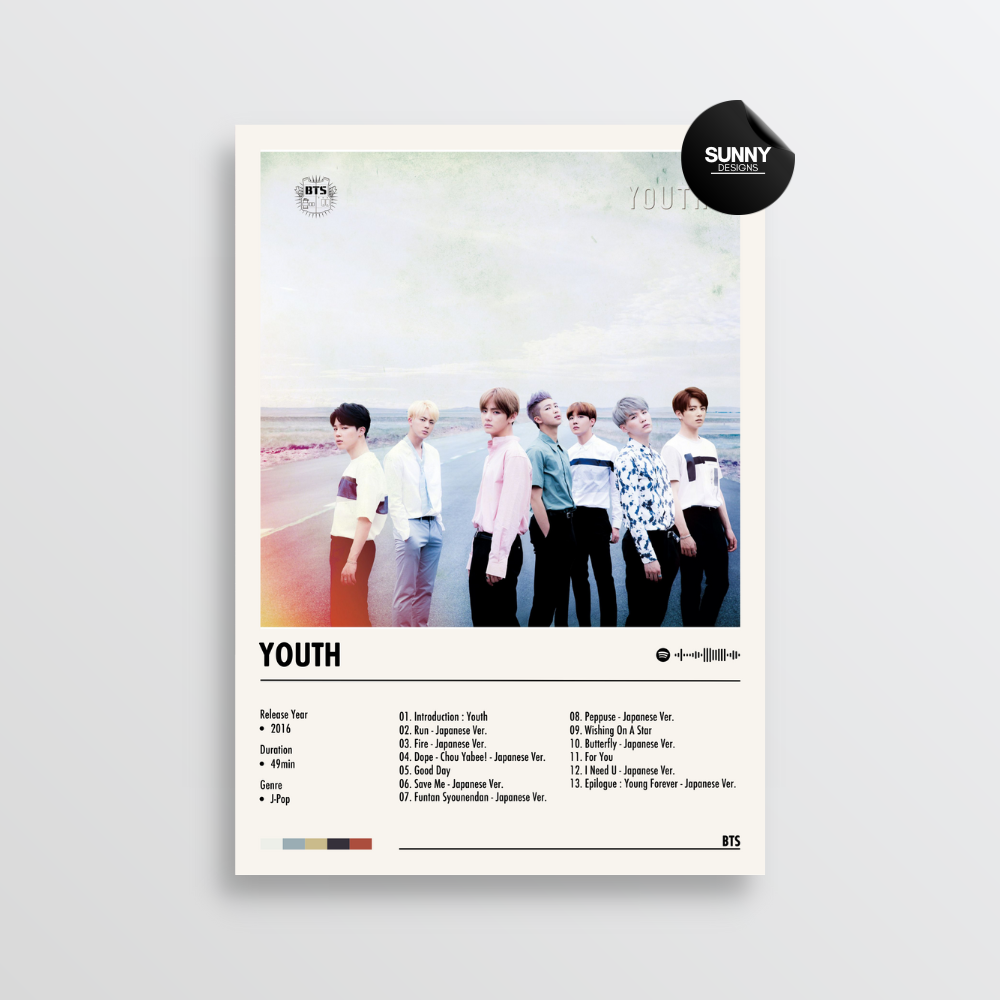 BTS Youth merch custom album cover poster music poster personalized gifts poster mockup poster template album posters for wall Sunny Designs Poster 