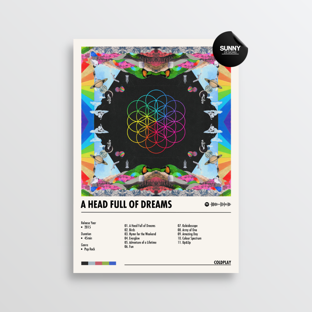 Coldplay A Head Full of Dreams merch custom album cover poster music poster personalized gifts poster mockup poster template Sunny Designs Poster 