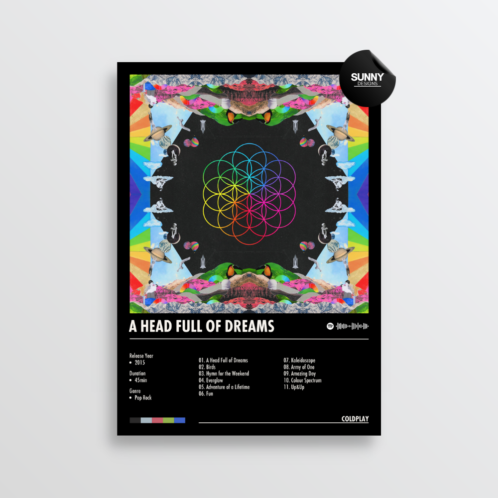 Coldplay A Head Full of Dreams merch custom album cover poster music poster personalized gifts poster mockup poster template Sunny Designs Poster 