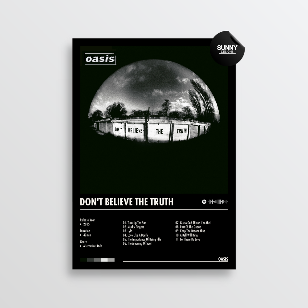 Oasis Don't Believe The Truth merch custom album cover poster music poster personalized gifts poster mockup poster template album posters for wall tracklist Sunny Designs Poster
