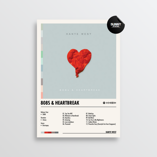 Kanye West 808s & Heartbreak merch custom album cover poster music poster personalized gifts poster mockup poster template Sunny Designs Poster