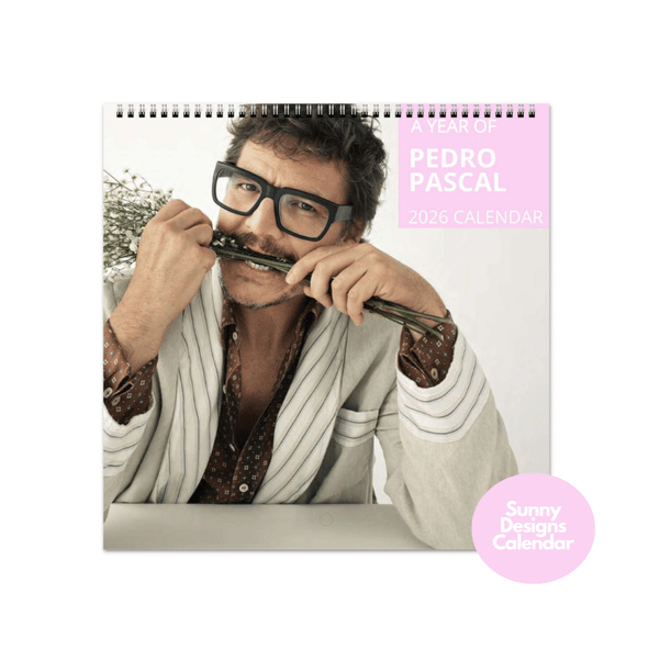 Pedro Pascal 2026 Wall Calendar - Sunny Designs Posters Celebrity Wall Art - Unique Gift - Celebrity Calendar Planner Desk