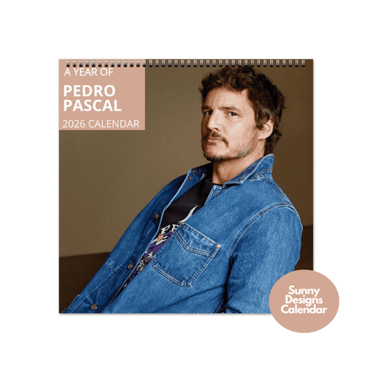 Pedro Pascal 2026 Wall Calendar - Sunny Designs Posters Celebrity Wall Art - Unique Gift - Celebrity Calendar Planner Desk